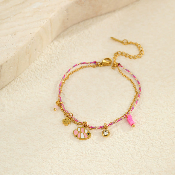 Wholesale Bracelet Stainless Steel 18K Gold Plated Geometric Pattern Braided Rope Design For Women