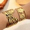 Wholesale Bracelet Stainless Steel Retro Geometric Hydraulic Opening Hollow Flower Electroplated