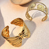 Wholesale Bracelet Stainless Steel Retro Geometric Hydraulic Opening Hollow Flower Electroplated