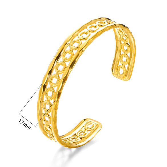 Wholesale Bracelet Stainless Steel Snakeshaped Geometric Hollow Goldplated Circle Electroplated For Female
