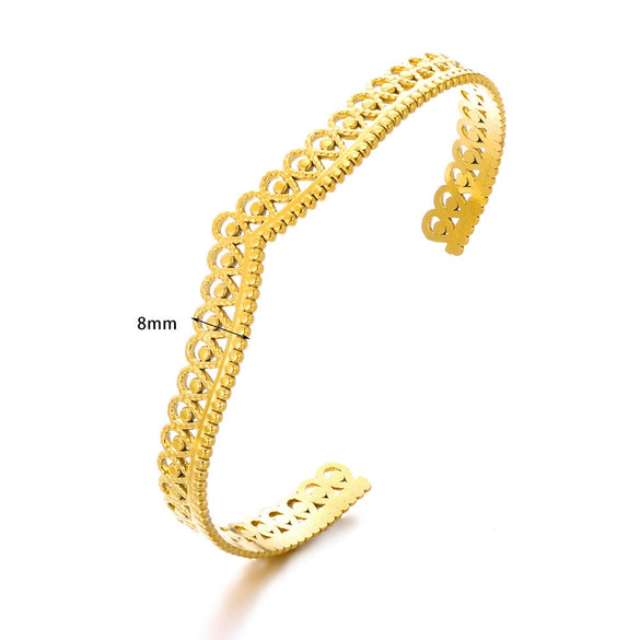 Wholesale Bracelet Stainless Steel Snakeshaped Geometric Hollow Goldplated Circle Electroplated For Female