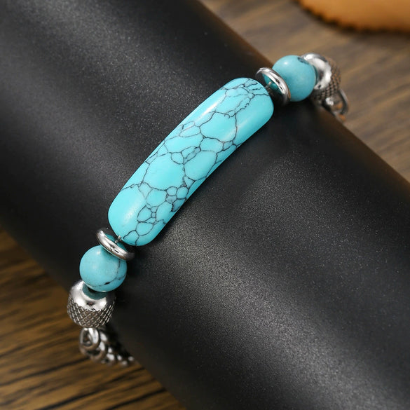 Wholesale Bracelet Stainless Steel Turquoise Geometric Handmade Unisex