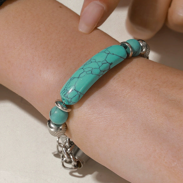 Wholesale Bracelet Stainless Steel Turquoise Geometric Handmade Unisex