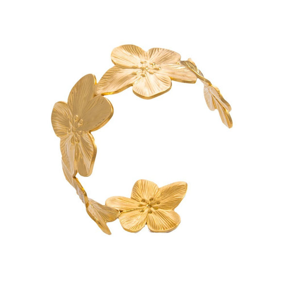 Wholesale Bracelet Stainless Steel Vintage Geometric Flower Butterfly Opening 18K Gold Plated Electroplated Accessories