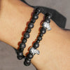 Wholesale Bracelet Stainless Steel Volcanic Stone Black Gallstone Geometric Handmade Hiphop Internet Celebrity Style Unisex