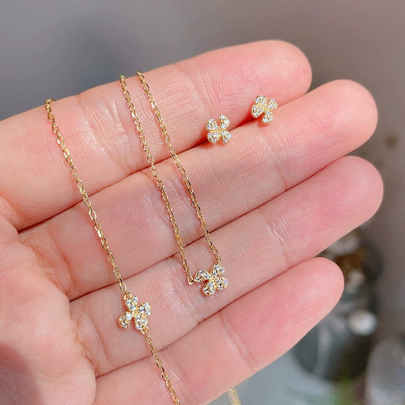 Wholesale Bracelet 925 Sterling Silver 14K Gold Plated Fourleaf Clover Pattern