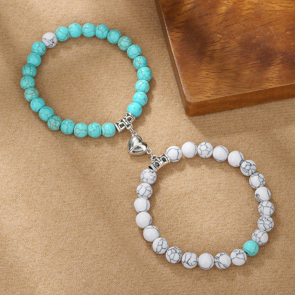 Wholesale Bracelet Stone Magnet Buckle Heartshaped Manual Design Internet Celebrity Style Geometric