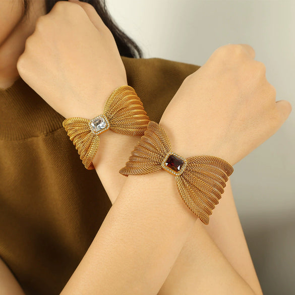 Wholesale Bracelet 316L Stainless Steel Bow Design Electroplated Jewelry Women Unisex