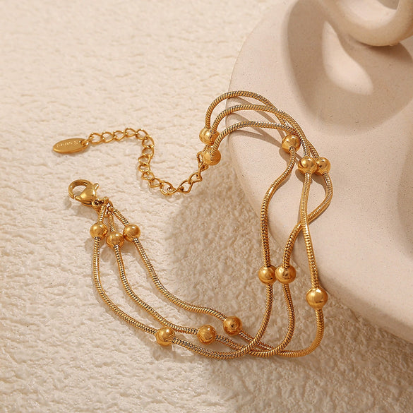 Wholesale Bracelet 316L Stainless Steel Electroplated Small Round Bead Unisex Women's Fashion Style