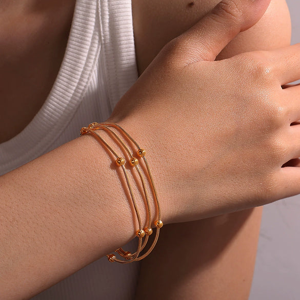 Wholesale Bracelet 316L Stainless Steel Electroplated Small Round Bead Unisex Women's Fashion Style
