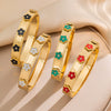 Wholesale Bracelet Titanium Steel Five Leaf Clover Diamond Light Luxury Geometric Gold Plated