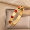 Wholesale Bracelet Titanium Steel Five Leaf Clover Diamond Light Luxury Geometric Gold Plated