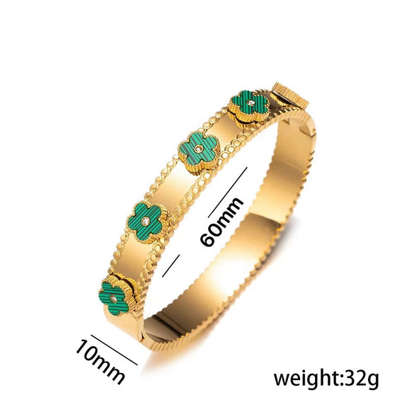 Wholesale Bracelet Titanium Steel Five Leaf Clover Diamond Light Luxury Geometric Gold Plated