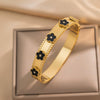 Wholesale Bracelet Titanium Steel Five Leaf Clover Diamond Light Luxury Geometric Gold Plated