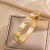 Wholesale Bracelet Titanium Steel Five Leaf Clover Diamond Light Luxury Geometric Gold Plated