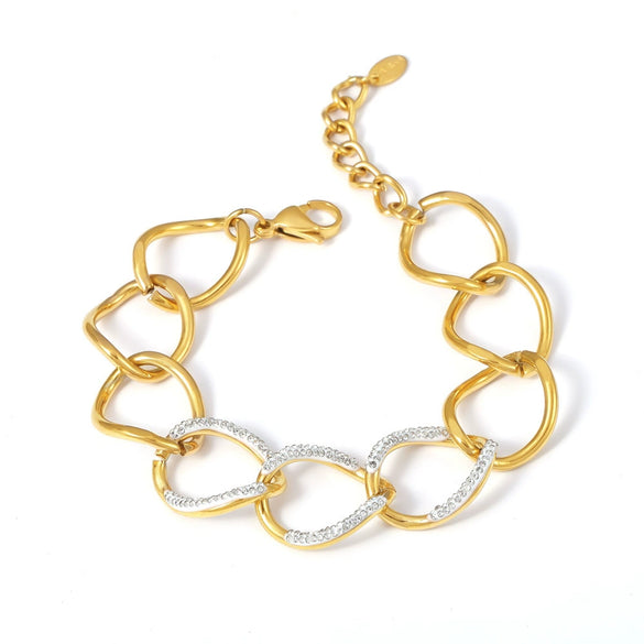 Wholesale Bracelet 316L Stainless Steel Geometric Pattern 18K Gold Plated Punk Style Unisex