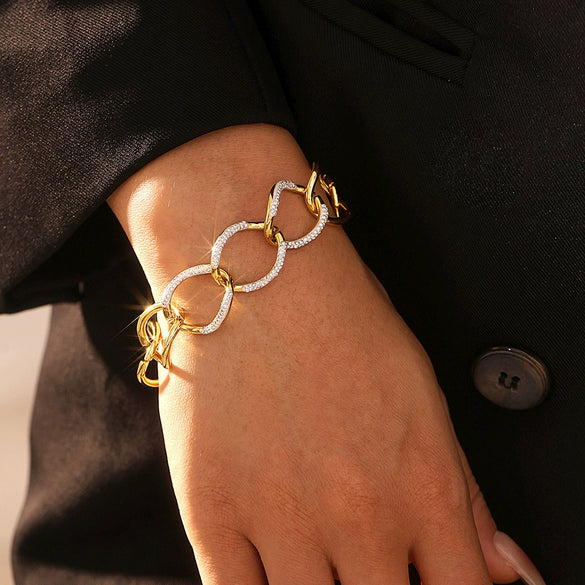 Wholesale Bracelet 316L Stainless Steel Geometric Pattern 18K Gold Plated Punk Style Unisex