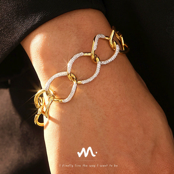 Wholesale Bracelet 316L Stainless Steel Geometric Pattern 18K Gold Plated Punk Style Unisex