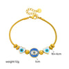 Wholesale Bracelet Titanium Steel Gold Plated Diamond Embedded Retro Love Eyes Round Style For Women