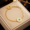 Wholesale Bracelet Titanium Steel Gold Plated Diamond Embedded Retro Love Eyes Round Style For Women
