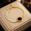 Wholesale Bracelet Titanium Steel Gold Plated Diamond Embedded Retro Love Eyes Round Style For Women