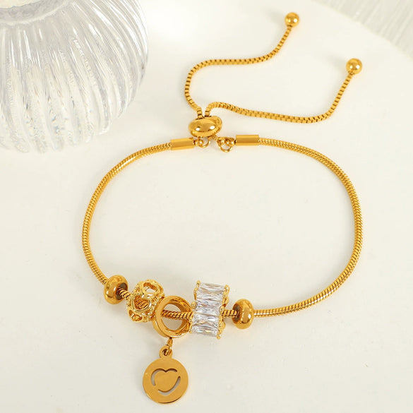 Wholesale Bracelet 316L Stainless Steel Heart Geometric Light Luxury Hiphop Electroplating Style For Women