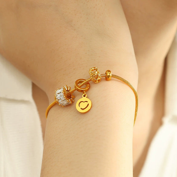 Wholesale Bracelet 316L Stainless Steel Heart Geometric Light Luxury Hiphop Electroplating Style For Women
