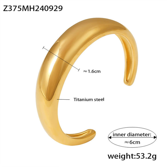 Wholesale Bracelet 316L Stainless Steel 18K Gold Plated Crescent Cshaped Open Cast Glazed Simple For Women