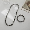 Wholesale Bracelet Titanium Steel Leather Ushape Cuban Chain Polishing Design Sense Unisex