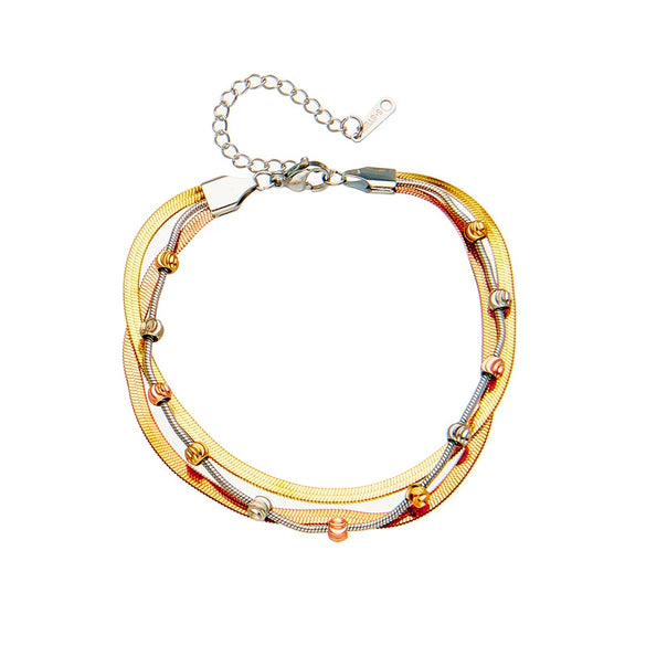 Wholesale Bracelet Titanium Steel Retro Multi Layer Stacked Contrast Color Chain Punk Heavy Industry Hip Hop Electroplated Unisex
