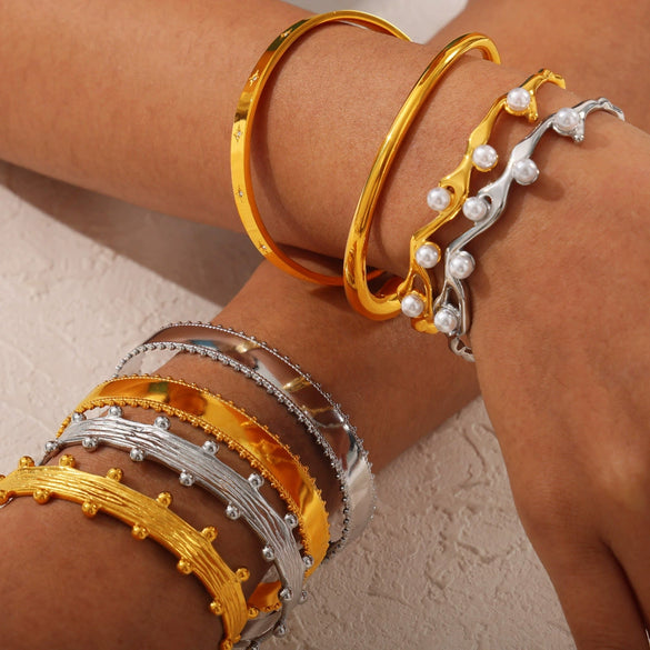 Wholesale Bracelet Titanium Steel Shell Beads Czech Diamond Geometric Electroplated For Female