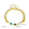 Wholesale Bracelet Titanium Steel Square Geometric Goldplated Heavy Industry Chain Oil Leaf Fashion Design