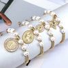 Wholesale Bracelet Virgin Copper Beaded Natural Pearl Star Geometric Gold Plated Electroplated For Women