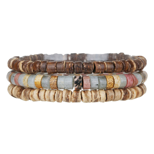 Wholesale Bracelet Wooden Beaded Natural Stone Geometric Handmade Unisex