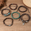 Wholesale Bracelet Zinc Alloy Wood Beads Vintage Style Hand Knitted Leaves Pattern Unisex
