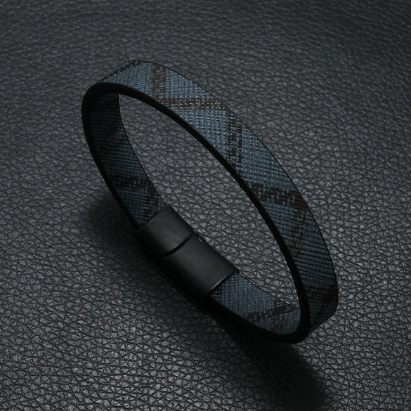 Wholesale Bracelets Cortex Retro Geometric Handmade Striped Magnet Buckle For Men