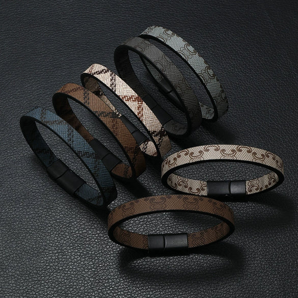 Wholesale Bracelets Cortex Retro Geometric Handmade Striped Magnet Buckle For Men