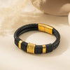 Wholesale Braided Leather Rope Unisex Retro Geometric Stainless Steel Bracelet With Magnetic Buckle