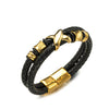 Wholesale Braided Leather Rope Unisex Retro Geometric Stainless Steel Bracelet With Magnetic Buckle
