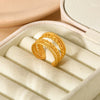 Wholesale Braided Multilayer Geometric Stainless Steel 18K Gold Plated Open Ring Jewelry For Women