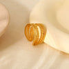 Wholesale Braided Multilayer Geometric Stainless Steel 18K Gold Plated Open Ring Jewelry For Women