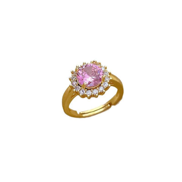 Wholesale Brass Cartoon Crown Style Round Diamond Ring With Electroplating For Women
