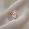Wholesale Brass Cartoon Crown Style Round Diamond Ring With Electroplating For Women