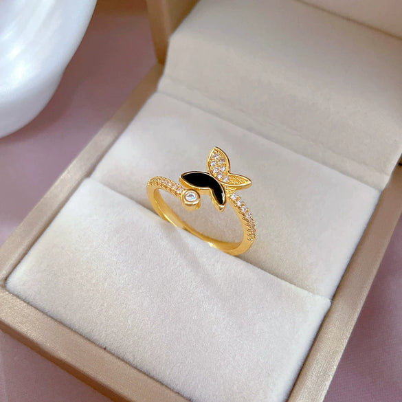 Wholesale Brass Crown Pattern Electroplated Butterfly Ring Jewelry For Women
