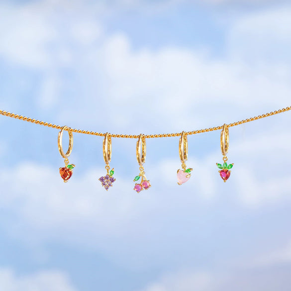 Wholesale Brass Fruit Pattern Electroplated Women's Zirconium Earrings Set