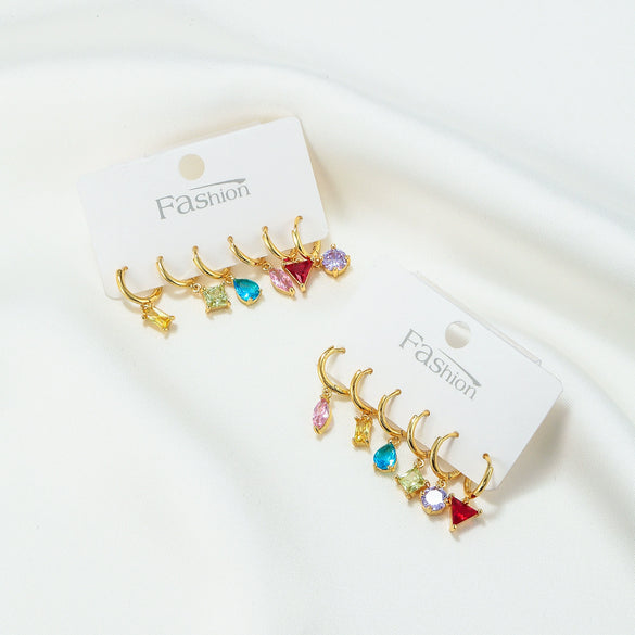 Wholesale Brass Geometric Zircon Earrings