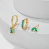 Wholesale Brass Goldplated Rectangular Geometric Micropaved Inlaid Zircon Women's Earrings Set
