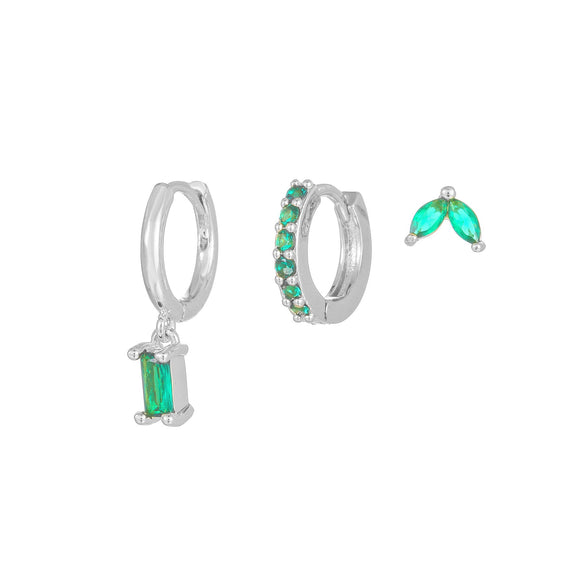 Wholesale Brass Goldplated Rectangular Geometric Micropaved Inlaid Zircon Women's Earrings Set