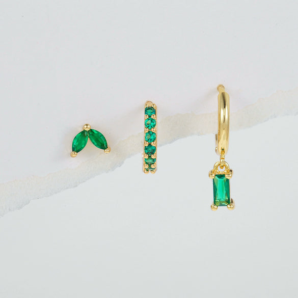 Wholesale Brass Goldplated Rectangular Geometric Micropaved Inlaid Zircon Women's Earrings Set