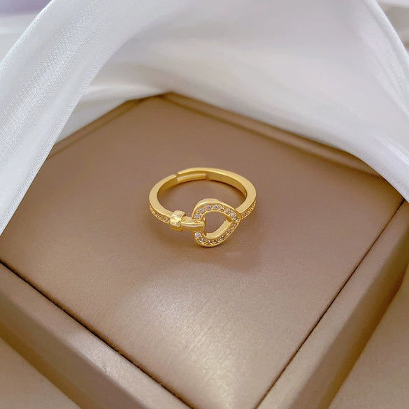 Wholesale Brass Love Heart Crown Cartoon Style Electroplated Ring And Bracelet For Women